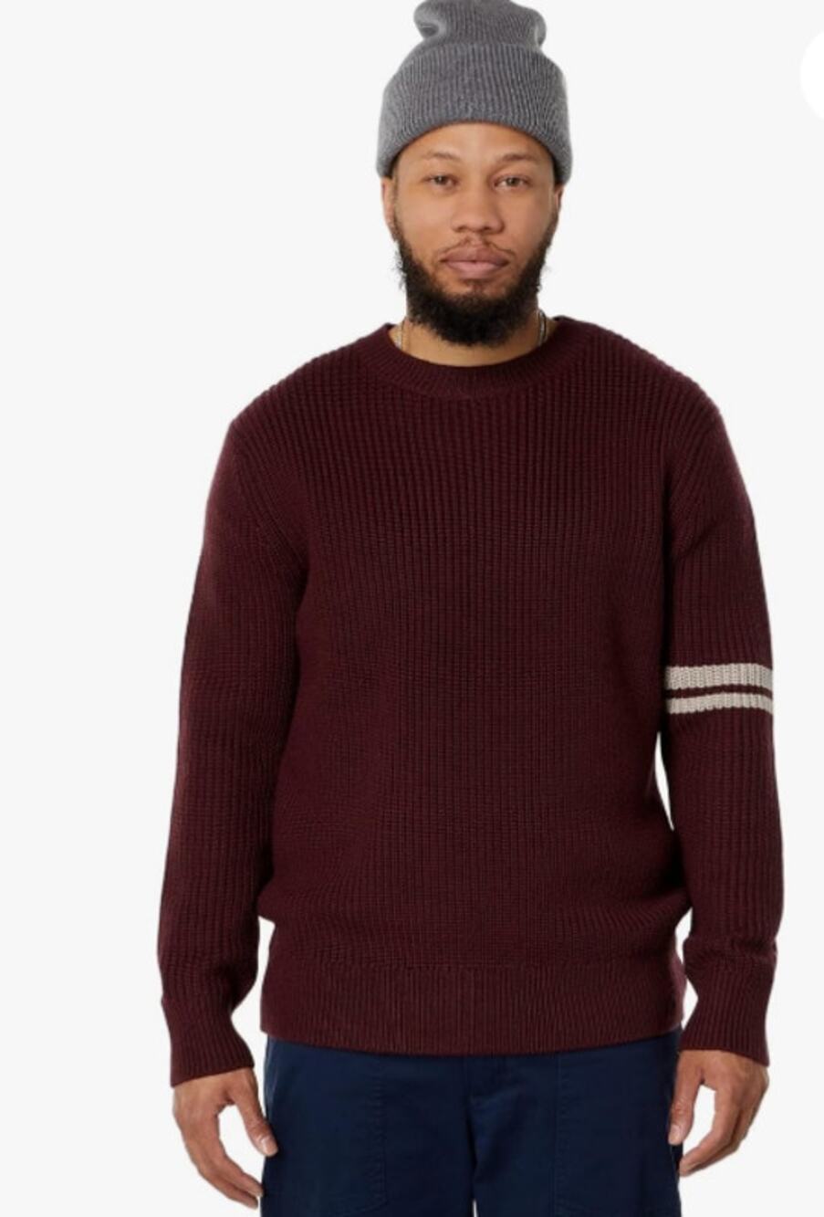 LABEL Mens Go-To Sweater Medium Burgundy Red Putty Knit Crewneck Long Sleeve NWT